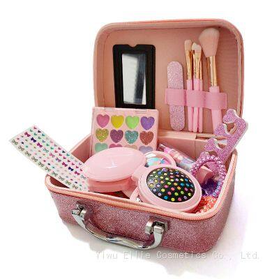 Kids Makeup Kit Lip Gloss Water Based Nail Polish Nail Sticker Cosmetic Case OEM Popular Girl Kids Makeup Set photo-2