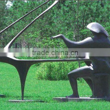 copper/bronze landscape arts figure sculpture--pianist