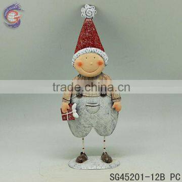 christmas iron figures boy crafts ornament with gift