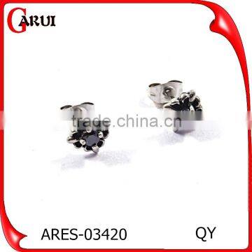 Black Stainless Steel Women Jewelry Flower Stud Earrings photo-6