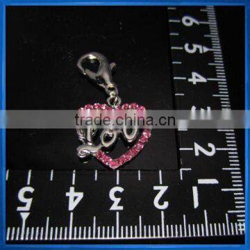 Pink Love Heart shape charms,slider charm