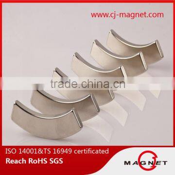 N48 TS16949 arc neodymium magnet for motor manufactuer in China