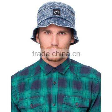 Hot Selling Stonewashed Blue Plain Bucket Hat Wholesale photo-2
