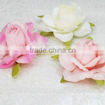 Bright Pink Simulation Edge Rose 8 cm Flower Heads Artificial Silk Cloth DIY Wedding Flowers Direct Selling Small Wholesale photo-2