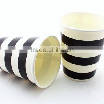 Environmental Black and White Stripe Drinking Party Wedding Paper Cups - 250ML