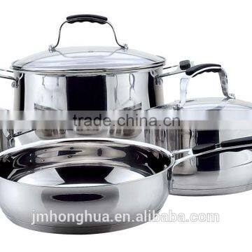 7 PCS stainless steel cookware with glass lid