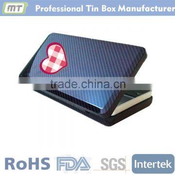 colored print rectangular tin with hinge lid