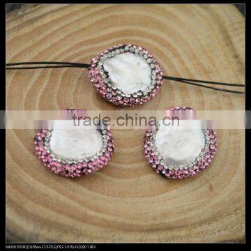 LFD-0052B Wholesale DIY Pave Pink Rhinestone Pearl Connector Spacer Beads For Bracelet Jewelry Making