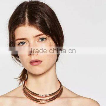 2016 New Customise Design Metal Choker Bib Neck Collar Necklace Latest Design Saudi Gold Jewelry Necklace