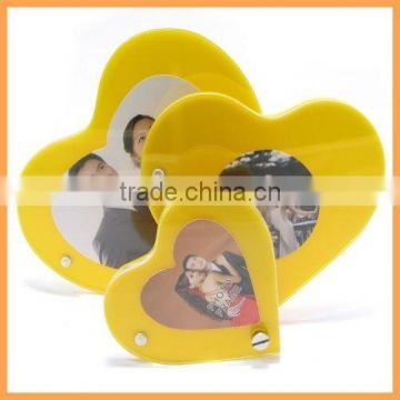 rotating 3 yellow love heart shapted acrylic magnetic photo frame personalized gift for birthday/Valentine's festival