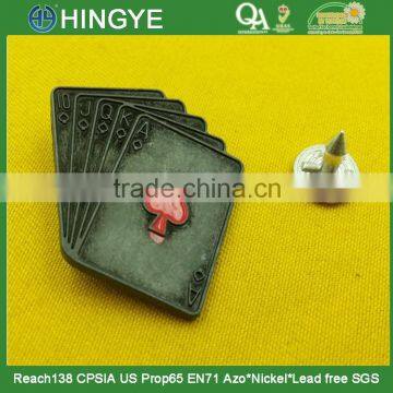 Playing Cards Shape Metal Rivet Badges -- MT3758