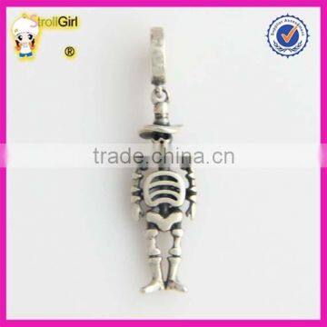 European Skull Charm 925 Sterling Silver Dangle Charm Pendant for Bracelet