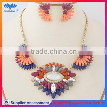 LUXURY COLORED RESIN STONE dubai gold jewelry set