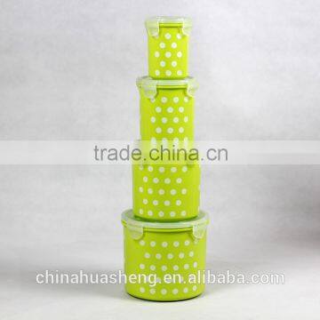 PP Food Grade Round Shape Storage Container Set BPA Free Polka Dot Food Container Lunch Box Set of 4 photo-4