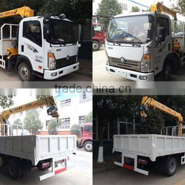 Howo 3 ton truck mounted crane, Howo 3000 kg knuckle boom truck crane, Howo 3000 kg hydraulic boom truck crane