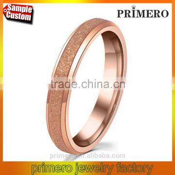 Top Quality Matte Ring 18K Rose Gold Plated Fashion Titanium Steel Full Sizes Women Ring Wholesale