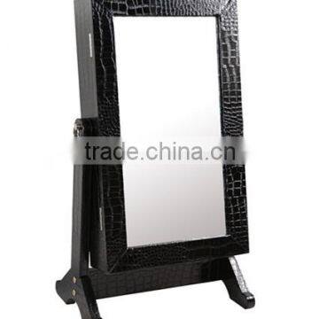Leather jewelry mirror cabinet BLACK