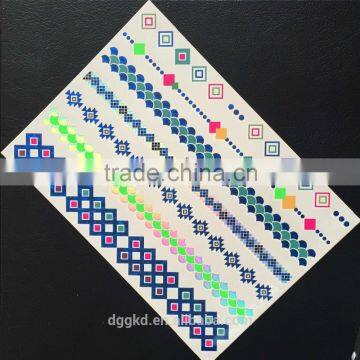 Hot New Gold Silver Tattoo Foil Metallic Tattoo Fashion Flash Temporary Tattoo Color Jewelry Body Tattoo Temporary Tatoo Sticker