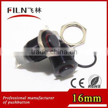 50pcs/lot 16mm diameter ring green 3V led zinc alloy high flat lacthing pcb mount low price metal pushbutton switch