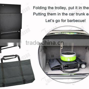 Foldable Iron Picnic Table/Iron Plate Barbecue Shelf/Three Layers Shelf With Wheels photo-3