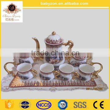 Tea/Coffee Serving Set, European Style Flower Ceramic Coffee Cup Turkish Tea Set photo-4