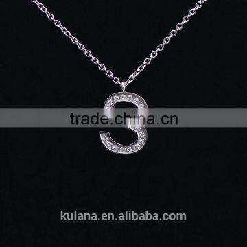 PN91204 Cubic Zirconia Pave stainless steel Letter Initial Alphabet S Pendant Necklace