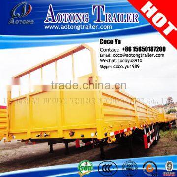 AOTONG 3 axles 40ft container transporting flatbed drop side will semi trailer for Malawi