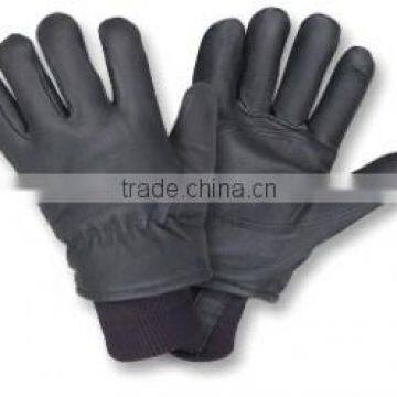 work glove red cow split leather back stripped cotton/ Patch palm working glove