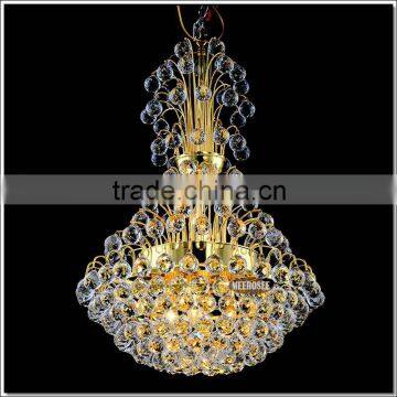 Silver Crystal Chandelier light / Lamp/ lighting fixture Gold color Light for Restaurant, Hotel, Lobby, Foyer, Staircase