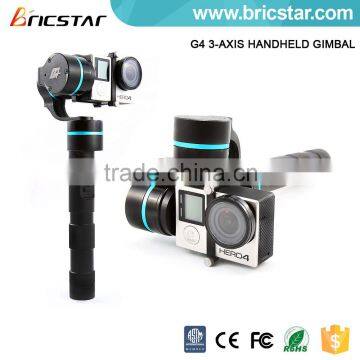 G4 handheld 3 axis gimbal go pro camera with Pan/Tilt/Roll 3-axis 360 degrees coverage