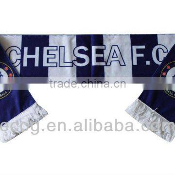 2016 good quality knitted scarf soccer with jacquard logo