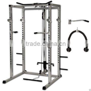 ULTIMATE POWER RACK SQUAT CAGE GYM w/LAT PULL DOWN / SEATED ROW / ARM CURL