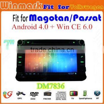 unique design car tablet with android 4.0 detachable capacitive touch screen and win CE 6.0 os for the main unit DM7836C