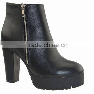 Top quality fashion elegant ankle high heel women boots shoes with zipper