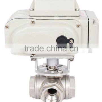 DC/AC24V 220V electric 3 way control valve 1/2-2 inch stainless steel T flow L flow