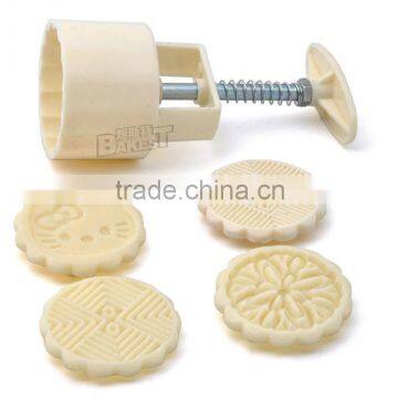 mini 185g best round shaped plastic lotus moon cake mold mould plunger set