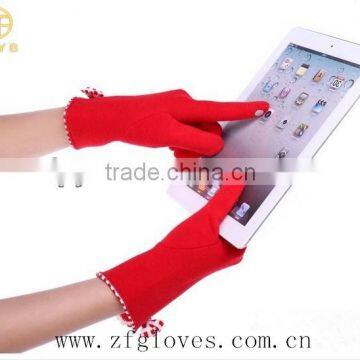 Red Color Wool Glove For Touch Screen