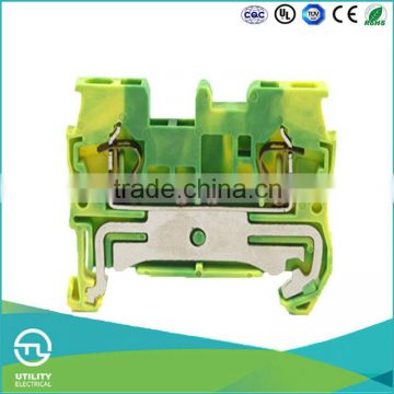 UTL Most Selling Products 0.14-2.5mm Two Lead Through Yellow Green Rail Landing Grounding Terminal Connector