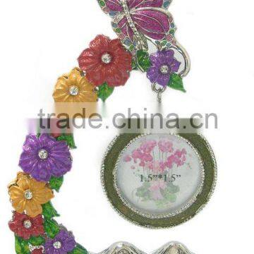 wholesale novelty design metal photo frame,Decorated with Beautiful flower, Made of Alloy