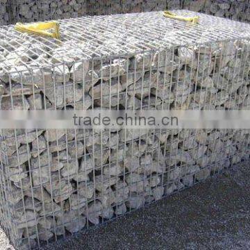 wire cages rock wall