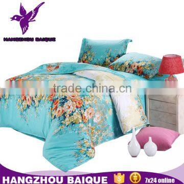 Pure Cotton Blue Flowers Printed King Bedding Set