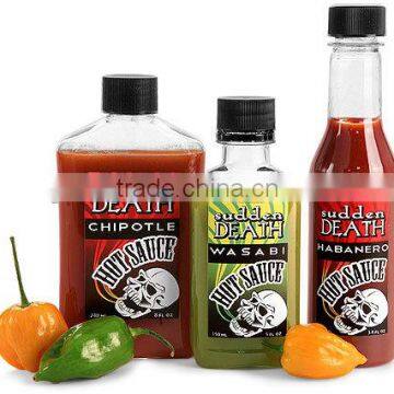 Flint glass hot sauce bottles with lids glass salad dressing bottle