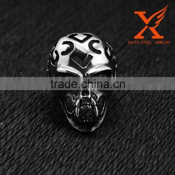 In Stock 2016 Fashion Punk Alien Skull Rings Man 316L Stainless Steel Fashion Jewelry