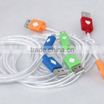 wholesale Visible LED Light Micro USB Charger Data Sync Cable for cellphone