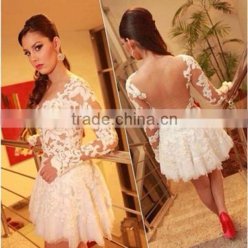 (MY2639) MARRY YOU Sexy Cocktail Long Sleeve See Through Lace Bodice Low Back Party Dress For Ladies                        
                                                Quality Choice