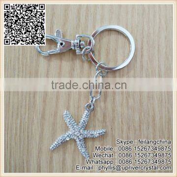 Wholesale Custom Metal Key Ring Popular Silver Crystal Star Keychain