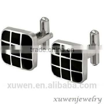 classic stainless steel mens cufflinks with black resin