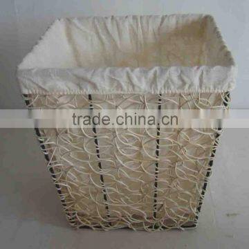 crazy weaving laudry basket with linnging inside and iron frame,