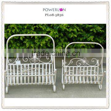 High Quality Elegant White Book Rack Magazine Shelf Magazine Holder on Table Top Iron Furniture photo-2