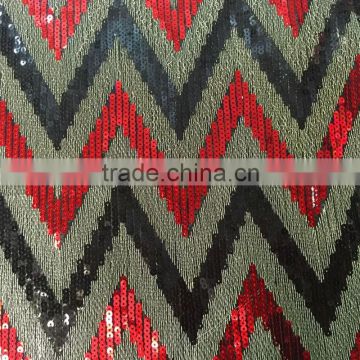 embroidered wave chevron sequin fabric